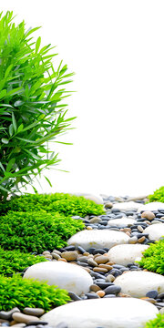 青苔白石禪意花園背景