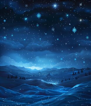 雪花飄飄的冬夜雪景