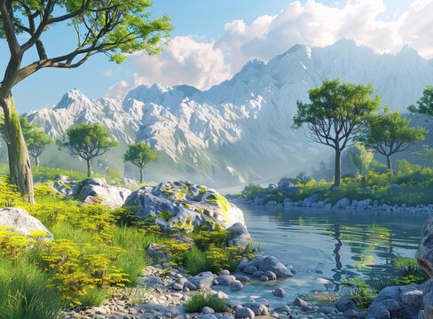 秀麗山河的AI圖片
