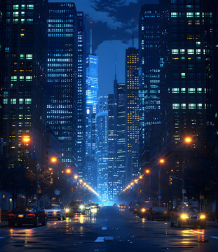 雨夜都市街道