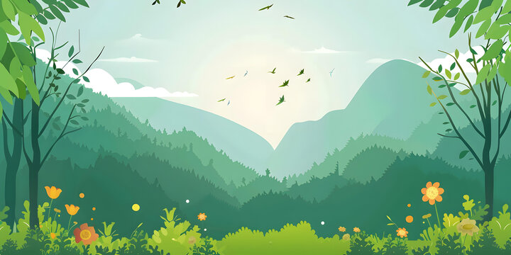 綠色森林山脈景觀