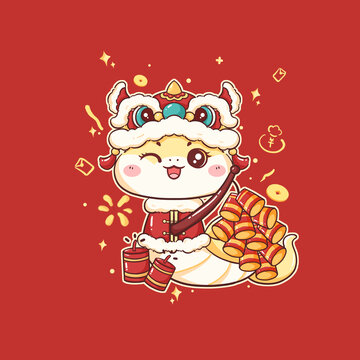 蛇年新年IP形象鞭炮