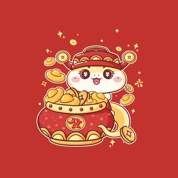 蛇年新年IP形象聚寶盆