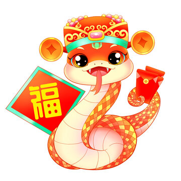 國潮春節(jié)新年傳統(tǒng)斗方蛇插畫