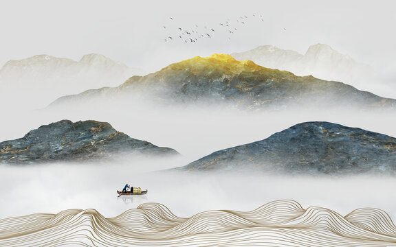 新中式水墨山水畫
