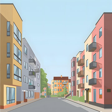 城市街景 建筑群 房屋 街道