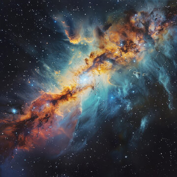 壯觀的彩色星云和深空中的明亮恒星