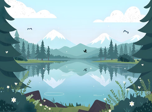 寧靜的山湖風(fēng)景