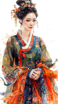 身穿韓國傳統(tǒng)服飾的美麗韓國女性