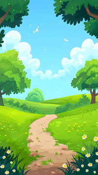 綠色草地小路風(fēng)景