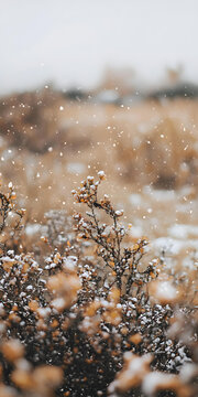 冬日雪景中的灌木