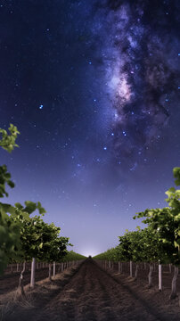 葡萄藤在星空下的排列