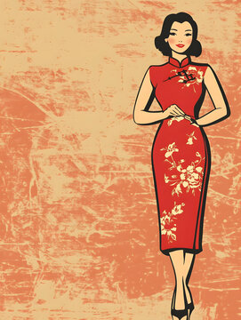 復古風格中國傳統(tǒng)服飾女性