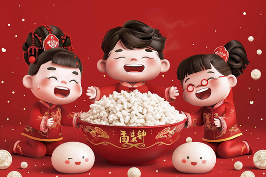 一家三口鬧元宵