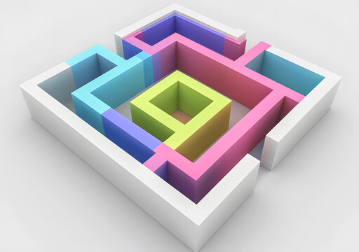 抽象彩色3D迷宮設(shè)計