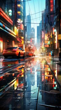 雨中的城市街道