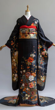 一件帶花卉圖案的和服