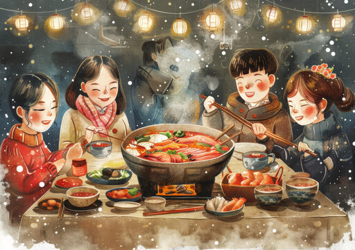 雪天火鍋聚會(huì)