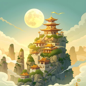 中國寺廟山岳風(fēng)景