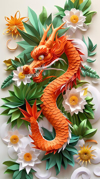 剪紙藝術(shù)風(fēng)格的龍