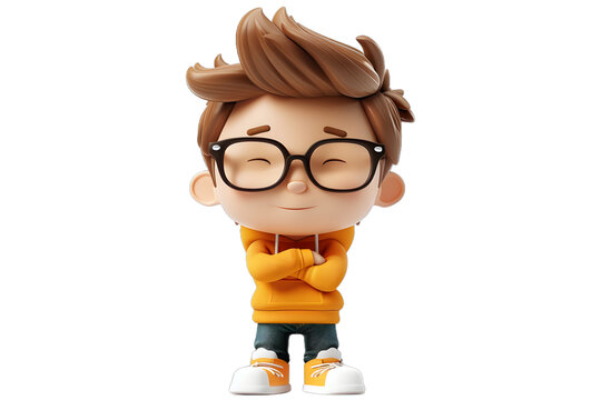 [免摳素材]戴眼鏡的男孩 3D 卡通人物