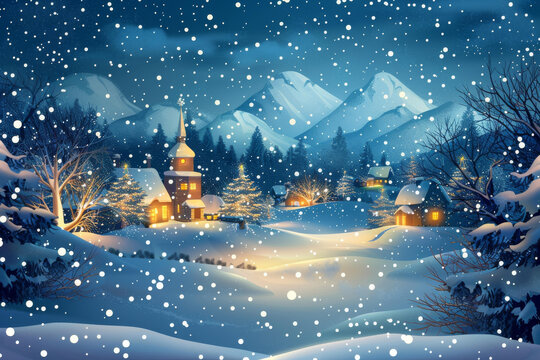 雪花飄飄的圣誕小鎮(zhèn)