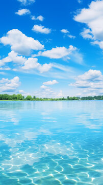 碧空如洗湖水澄澈
