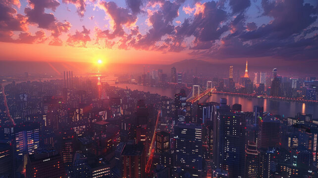 未來都市夕照