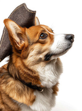 戴著海盜帽的可愛彭布羅克威爾士柯基犬