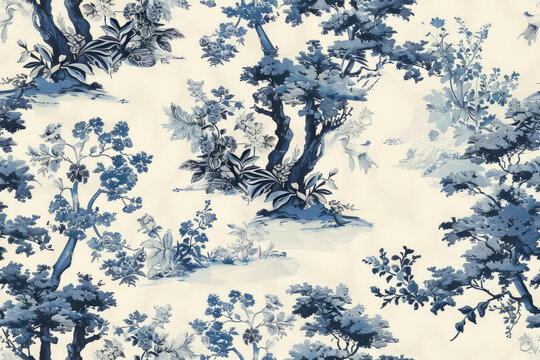 藍白中國風(fēng)花鳥圖案