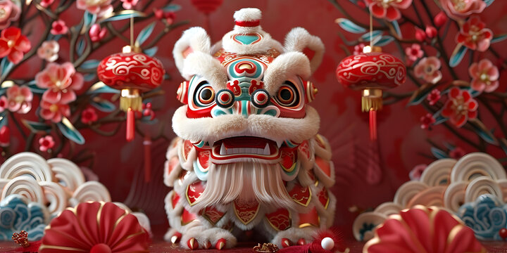 舞獅的AI圖片