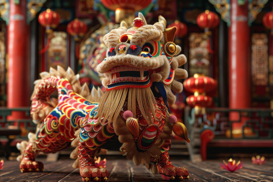 舞龍舞獅的AI圖片