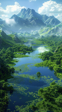 山谷河流風景
