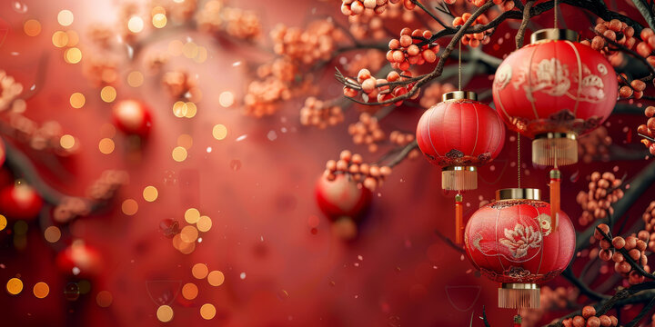 紅燈籠高高掛起，慶祝中國新年