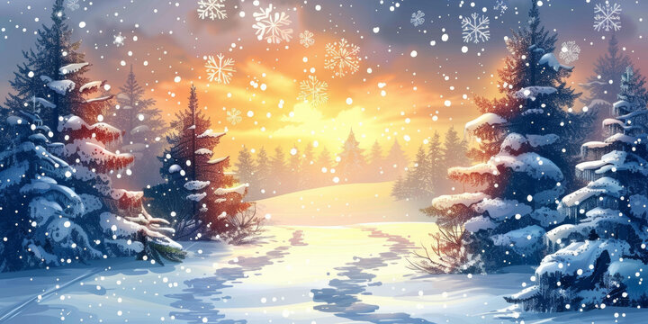 冬日雪景圖