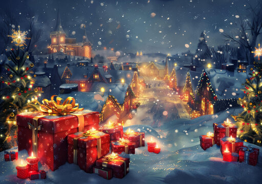 雪夜圣誕街景