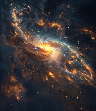 壯觀的太空螺旋星系星塵和宇宙塵埃