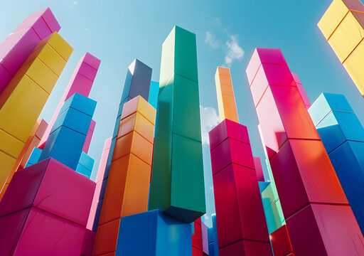 彩色抽象3D積木背景