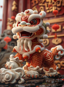 中國(guó)舞獅雕塑