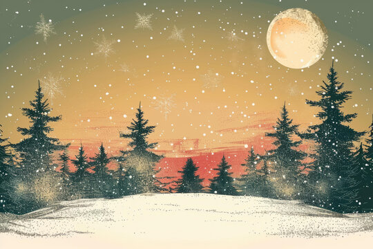 冬夜雪景的AI圖片