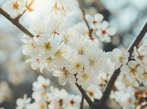 春天的白色花朵