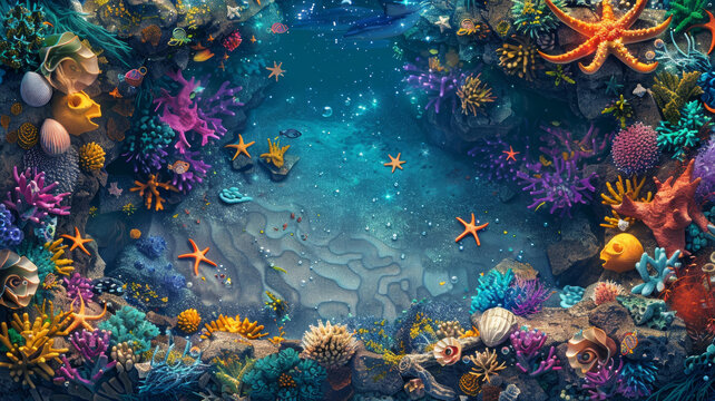 海底世界與色彩斑斕的珊瑚礁和海洋生物