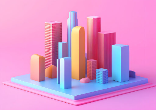 極簡主義彩色城市景觀