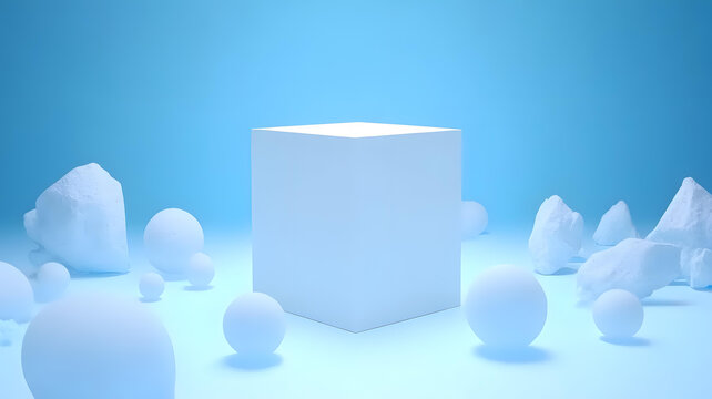 白色立方體產(chǎn)品展示簡約3D渲染