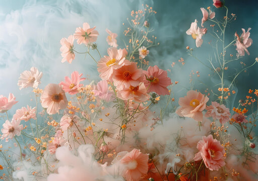 在夢(mèng)幻的薄霧中盛開的空靈花朵
