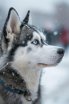 西伯利亞哈士奇犬雪地漫步