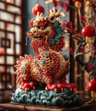 陶瓷麒麟擺件