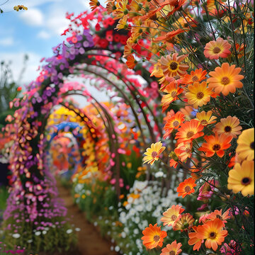 花園里鮮花拱門小路