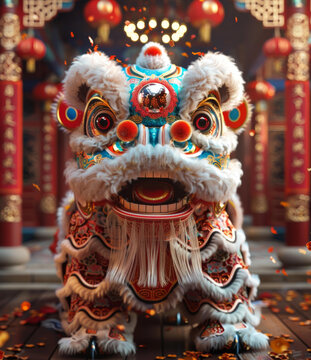 舞獅的AI圖片
