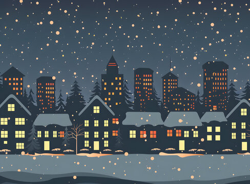 雪夜城市景觀